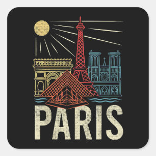 Parijs Vakantie, Frankrijk Vakantie, Eiffeltoren, Vierkante Sticker