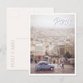 Parijs van Sacre Coeur Kerk Paarse Auto Foto Briefkaart (Voorkant / Achterkant)