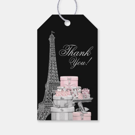 Parijs verjaardagsfeestje gunst cadeaulabel (Achterkant)