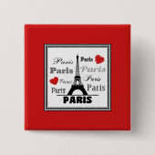 Parijs Vierkante Button 5,1 Cm (Voorkant)