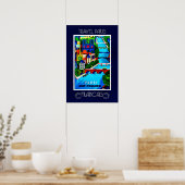 Parijs, vintage reisposter, kleurrijk poster (Keuken)