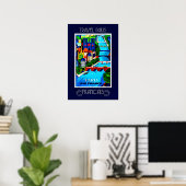 Parijs, vintage reisposter, kleurrijk poster (Thuiskantoor)