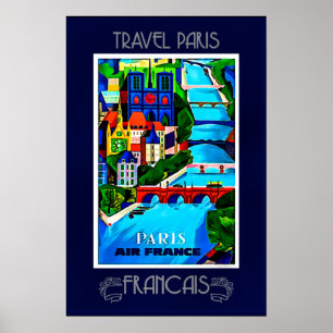 Parijs, vintage reisposter, kleurrijk poster