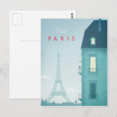 Parijs Vintage Travel Poster - Art Briefkaart (Voorkant / Achterkant)
