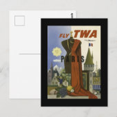 Parijs, Vintage Travel Poster, Briefkaart (Voorkant / Achterkant)