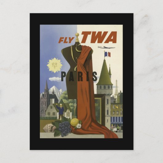 Parijs, Vintage Travel Poster, Briefkaart (Voorkant)