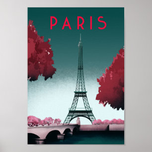 Parijs   Vintage Travel Poster   Uitgebreide matte