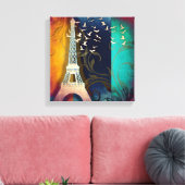 Parijs vogel wervelende kunst canvas print (Insitu (Woonkamer))
