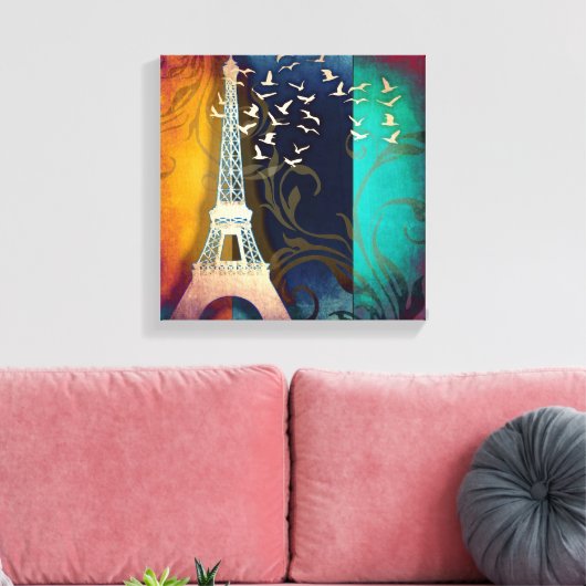 Parijs vogel wervelende kunst canvas print (Insitu (Woonkamer))