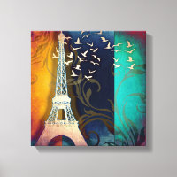 Parijs vogel wervelende kunst canvas print