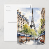 Parijs waterverf kunst briefkaart (Voorkant / Achterkant)
