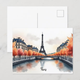 Parijs waterverf kunst briefkaart