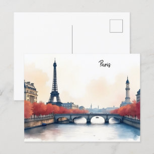 Parijs waterverf kunst briefkaart