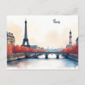 Parijs waterverf kunst briefkaart (Voorkant)