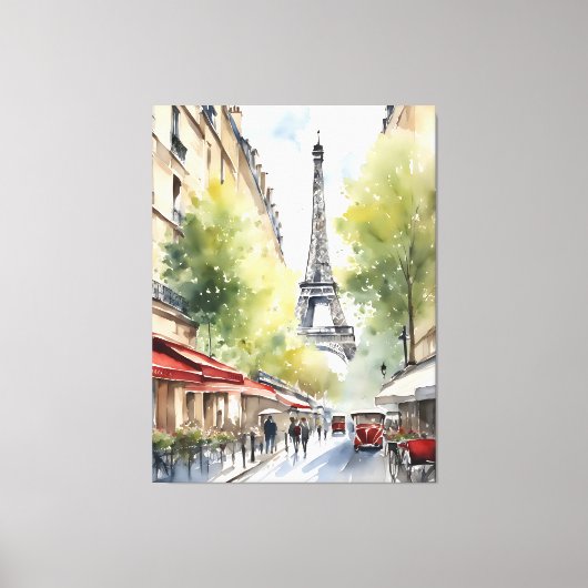 Parijs waterverf kunst canvas afdruk (Voorkant)