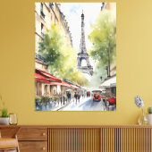 Parijs waterverf kunst canvas afdruk (Insitu (Woonkamer))