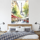 Parijs waterverf kunst canvas afdruk (Insitu (Slaapkamer))