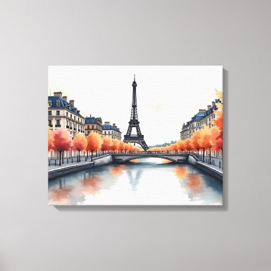 Parijs waterverf kunst canvas afdruk (Voorkant)