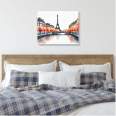 Parijs waterverf kunst canvas afdruk (Insitu (Slaapkamer))