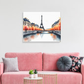 Parijs waterverf kunst canvas afdruk (Insitu (Woonkamer))