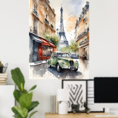 Parijs waterverf kunst poster (Thuiskantoor)