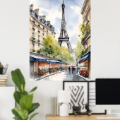 Parijs waterverf kunst poster (Thuiskantoor)