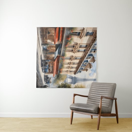 Parijs waterverf schilderij wandkleed (In Situ (horizontaal))