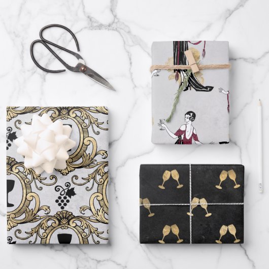 Parijs Wijnthema Inpakpapier Vel (Voorkant)