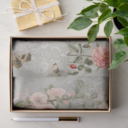  Parijs Wilde Pink Script Decoupage Art Tissuepapier (Geschenk)