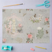  Parijs Wilde Pink Script Decoupage Art Tissuepapier (Craft)