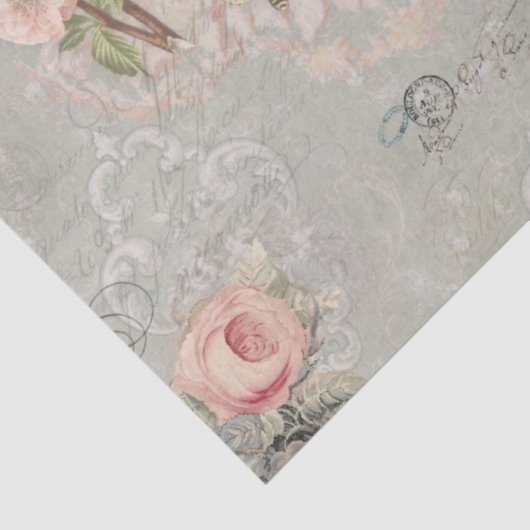  Parijs Wilde Pink Script Decoupage Art Tissuepapier (Detail)