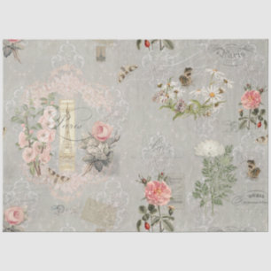 Parijs Wilde Pink Script Decoupage Art Tissuepapier