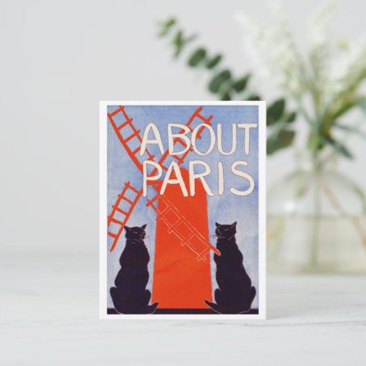  Parijs: Windmill Cats Briefkaart (Staand voorkant)
