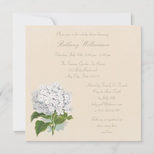 Parijs  Witte Hydrangea Bloem Baby shower Kaart (Achterkant)