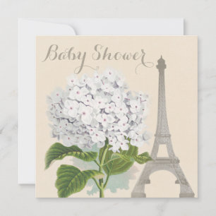 Parijs Witte Hydrangea Bloem Baby shower Kaart