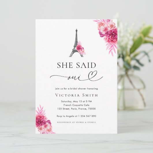 Parijs zei ze Oui Eiffeltoren Vrijgezellenfeest Kaart (Staand voorkant)