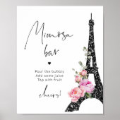 Parijs zwart roze Eiffeltoren bruids mimosa bar Poster (Voorkant)