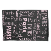 Parijs, zwart, roze, paris print kussensloop (Voorkant)