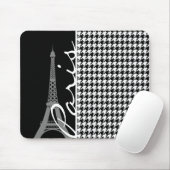 Parijs; Zwarte & Witte Houndstooth Muismat (Met muis)
