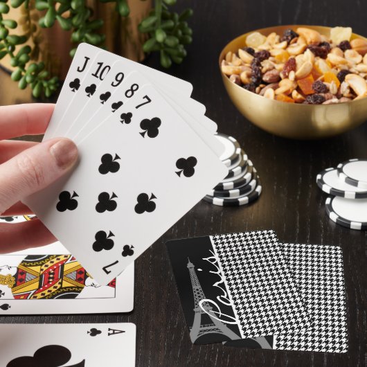 Parijs; Zwarte & Witte Houndstooth Speelkaarten (Insitu)