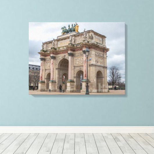 Parijse Arc du Carrousel uitzicht canvas print (Insitu (Houten vloer))
