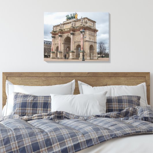 Parijse Arc du Carrousel uitzicht canvas print (Insitu (Slaapkamer))