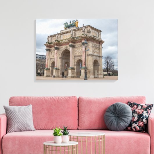 Parijse Arc du Carrousel uitzicht canvas print (Insitu (Woonkamer))