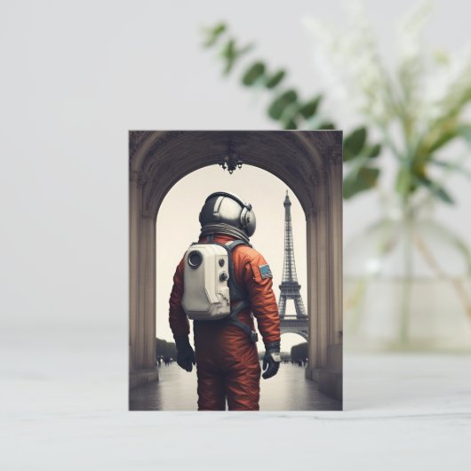 Parijse astronaut briefkaart (Staand voorkant)