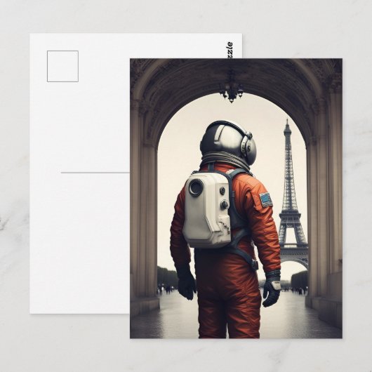 Parijse astronaut briefkaart (Voorkant / Achterkant)