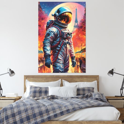 Parijse astronaut canvas afdruk (Insitu (Slaapkamer))