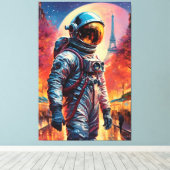Parijse astronaut canvas afdruk (Insitu (Houten vloer))