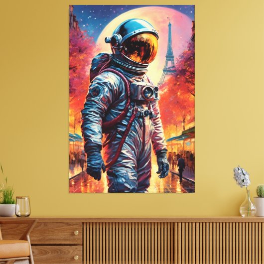 Parijse astronaut canvas afdruk (Insitu (Woonkamer))