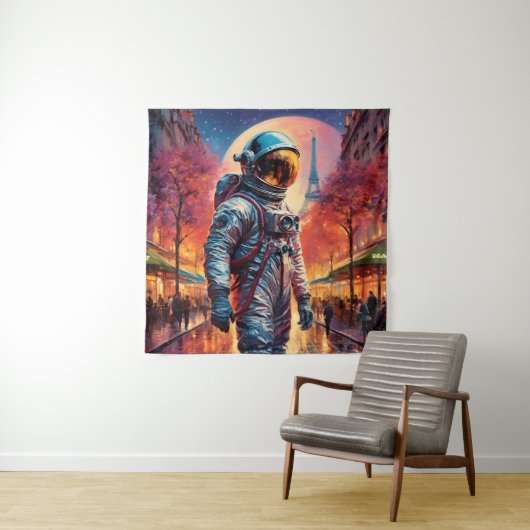 Parijse astronaut wandkleed (In situ)