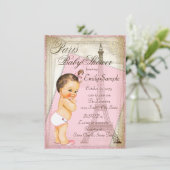  Parijse Baby Meisje Douche Kaart (Staand voorkant)